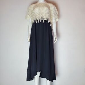 Vintage 80s Jeffrey & Dara Black Cream Dress